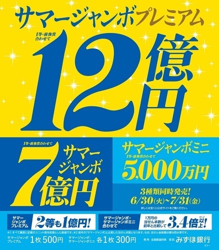 サマージャンボ宝くじ発売！